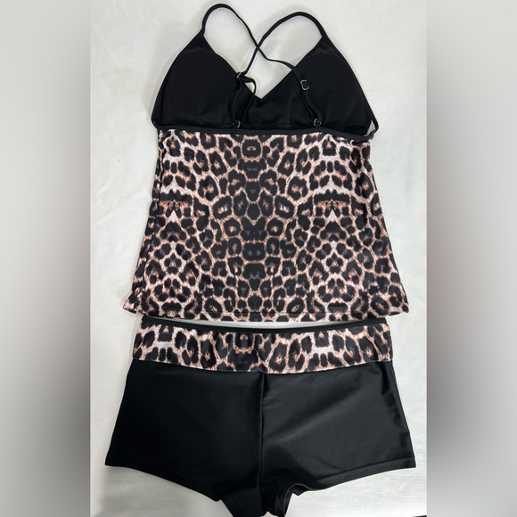 NWOT Leopard print XL tankini 2 piece bathing suit - Picture 2 of 2
